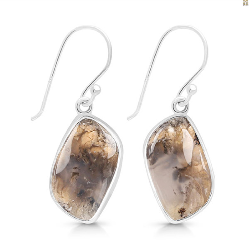 Plume Agate Earring-E PLA-3-22