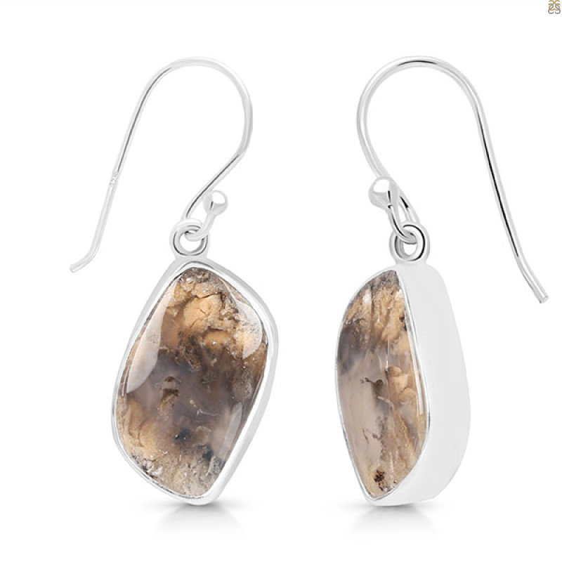 Plume Agate Earring-E PLA-3-22