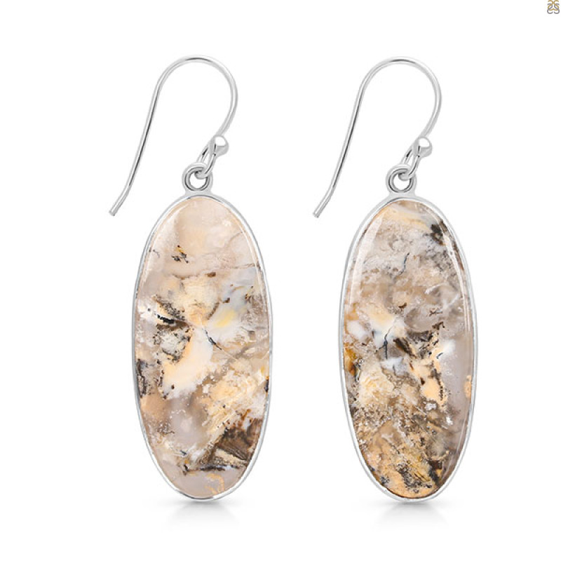 Plume Agate Earring-E PLA-3-34