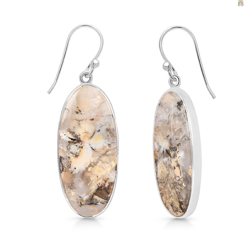 Plume Agate Earring-E PLA-3-34