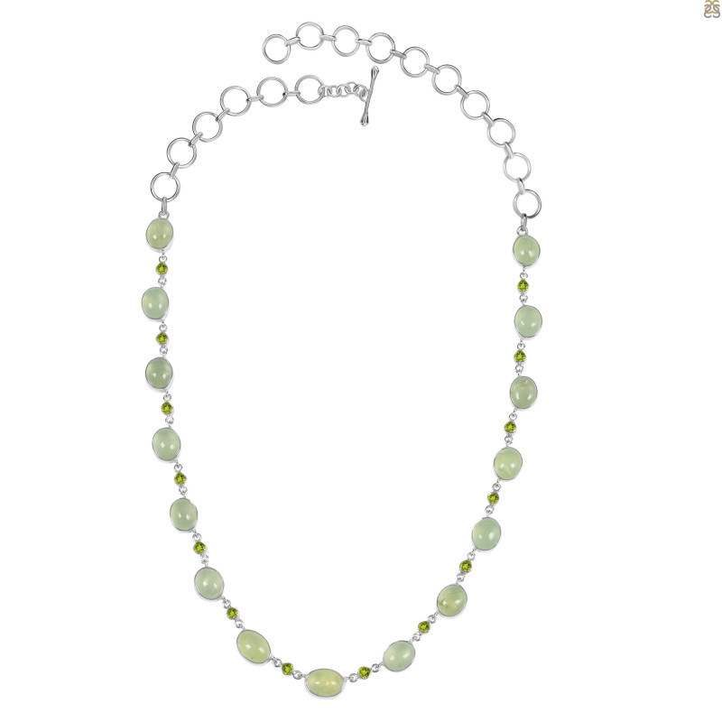 Prehnite/Peridot Necklace-NJ PRN-12-14