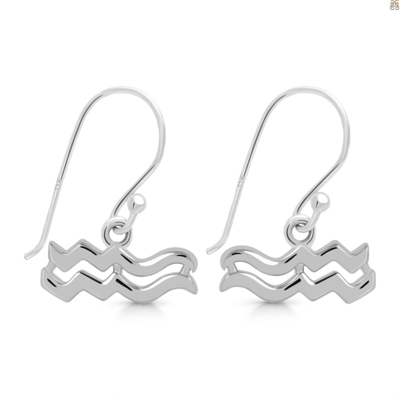 Aquarius Zodiac Plain Silver Jewelry Set PS-RDR-3088/RDE-1496/RDB-180/RDC-18.