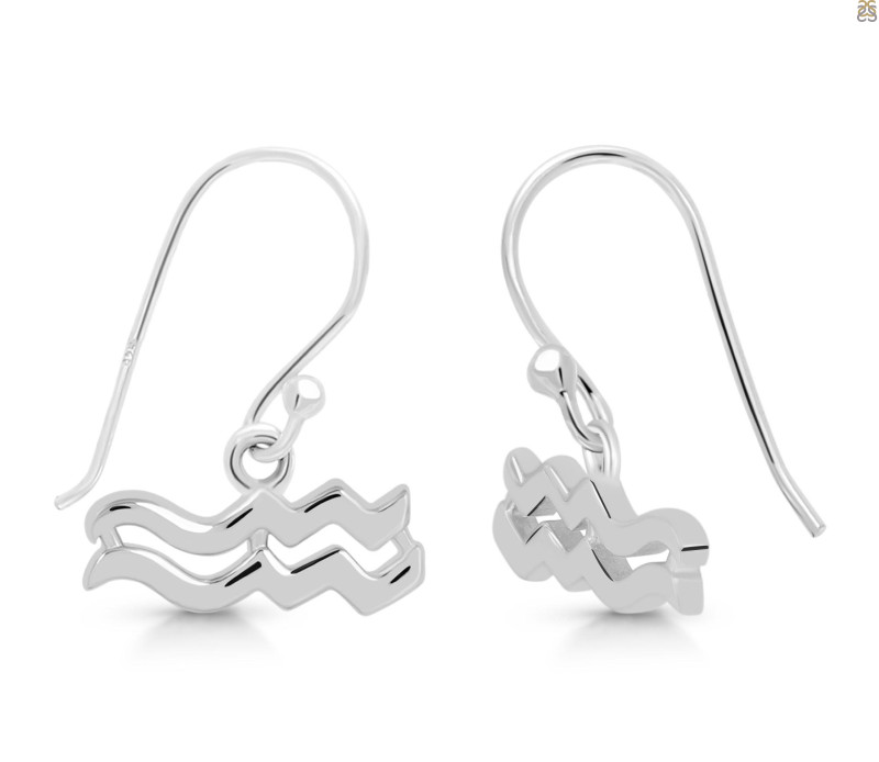 Aquarius Zodiac Plain Silver Jewelry Set PS-RDR-3088/RDE-1496/RDB-180/RDC-18.
