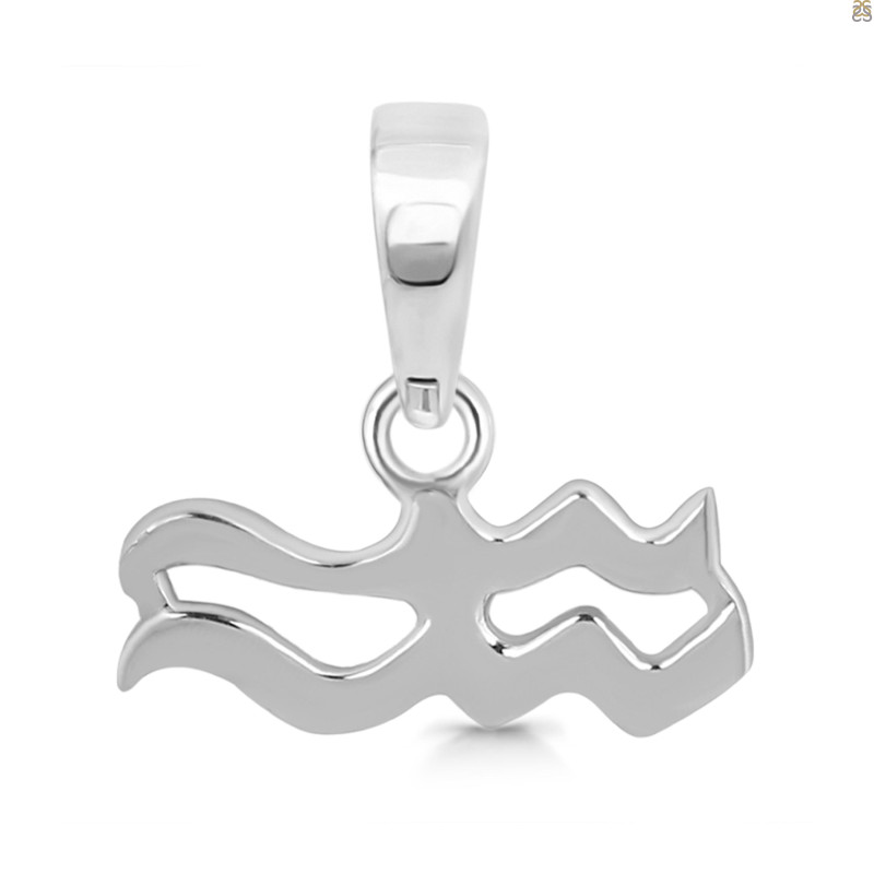 Aquarius Zodiac Plain Silver Jewelry Set PS-RDR-3088/RDE-1496/RDB-180/RDC-18.