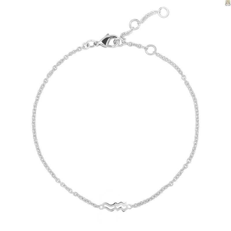 Aquarius Zodiac Plain Silver Jewelry Set PS-RDR-3088/RDE-1496/RDB-180/RDC-18.