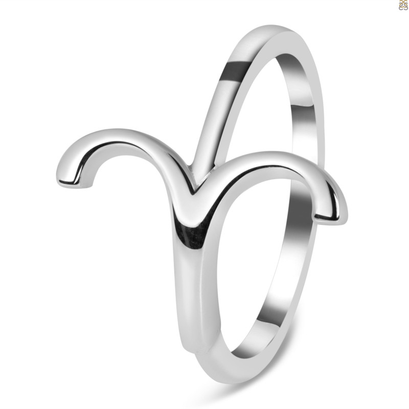 Aries Zodiac Plain Silver Jewelry Set PS-RDR-3098/RDE-1497/RDB-182/RDC-20.