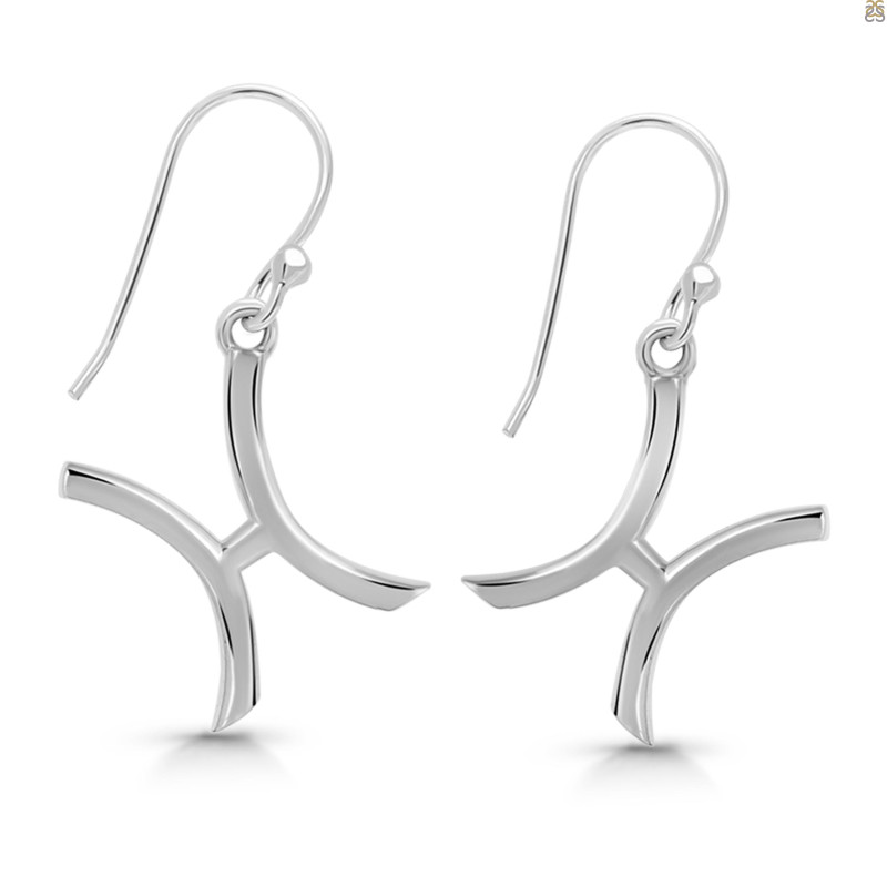 Pisces Zodiac Plain Silver Jewelry Set PS-RDR-3089/RDE-1495/RDB-181/RDC-19.