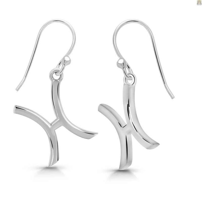 Pisces Zodiac Plain Silver Jewelry Set PS-RDR-3089/RDE-1495/RDB-181/RDC-19.