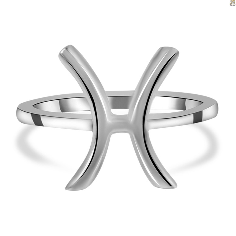 Pisces Zodiac Plain Silver Jewelry Set PS-RDR-3089/RDE-1495/RDB-181/RDC-19.