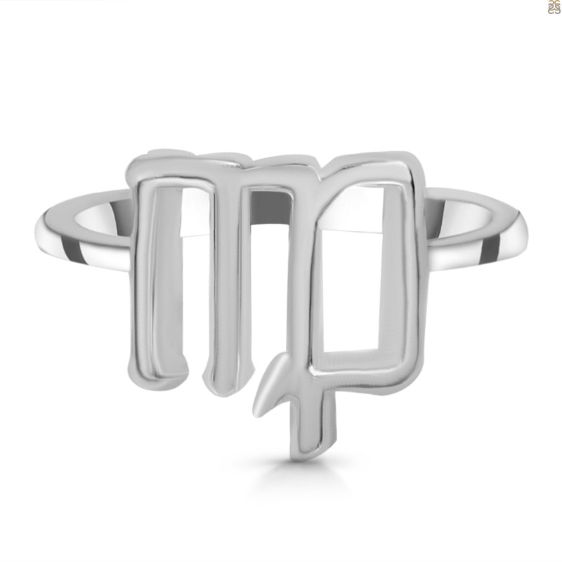 Virgo Zodiac Plain Silver Jewelry Set PS-RDR-3094/RDE-1502/RDB-187/RDC-25.