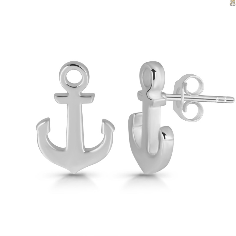 Plain Silver Anchor Stud Earring PS-RDE-598.
