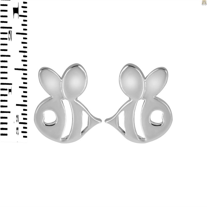 Plain Silver Fish Stud Earring PS-RDE-600.