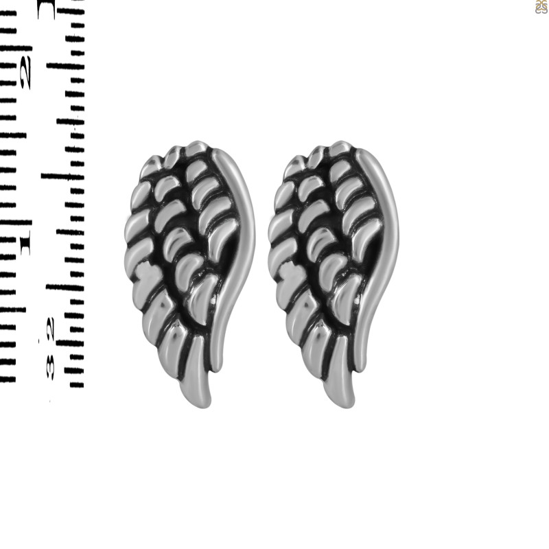 Plain Silver Angel Wing Stud Earring PS-RDE-616.