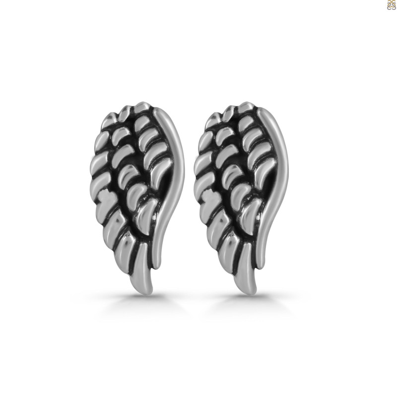 Plain Silver Angel Wing Stud Earring PS-RDE-616.