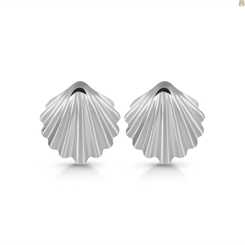 Plain Silver Shell Stud Earring PS-RDE-618.