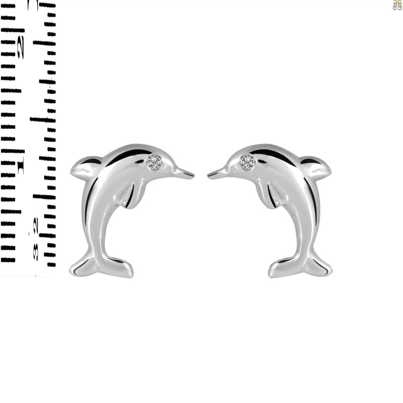 Plain Silver Dolphin Stud Earring PS-RDE-622.
