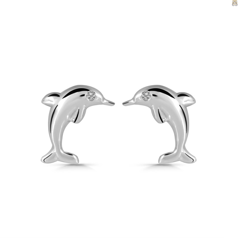 Plain Silver Dolphin Stud Earring PS-RDE-622.