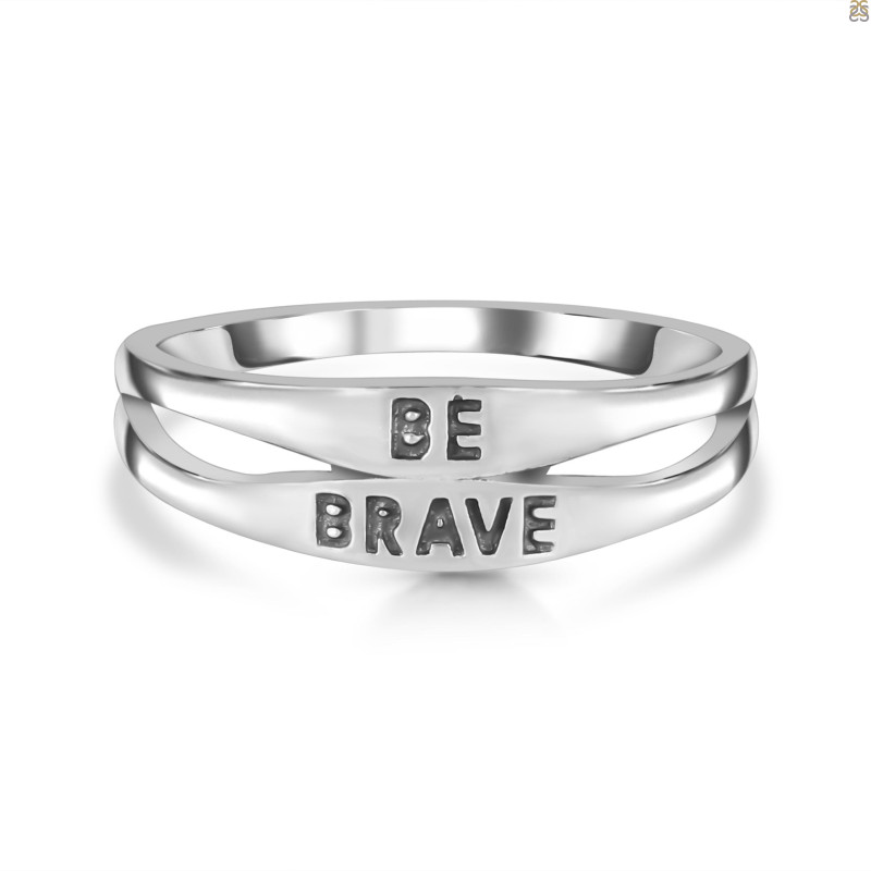 Plain Silver Be Brave Ring PS-RDR-1615.