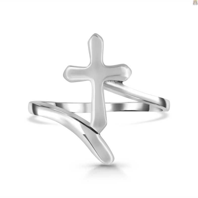 Plain Silver Cross Ring PS-RDR-661.