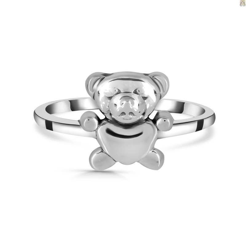 Plain Silver Teddy Bear Ring PS-RDR-698.