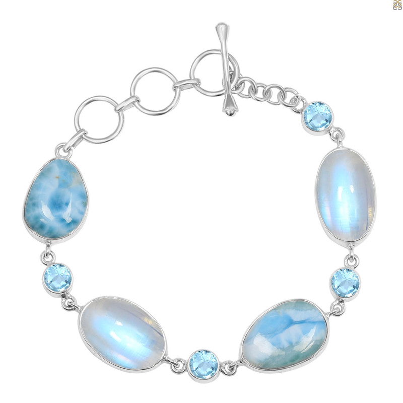 Moonstone/Larimar/Blue-Topaz Bracelet-BSL RBM-11-17