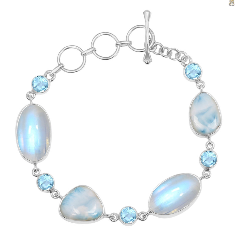 Moonstone/Larimar/Blue-Topaz Bracelet-BSL RBM-11-18