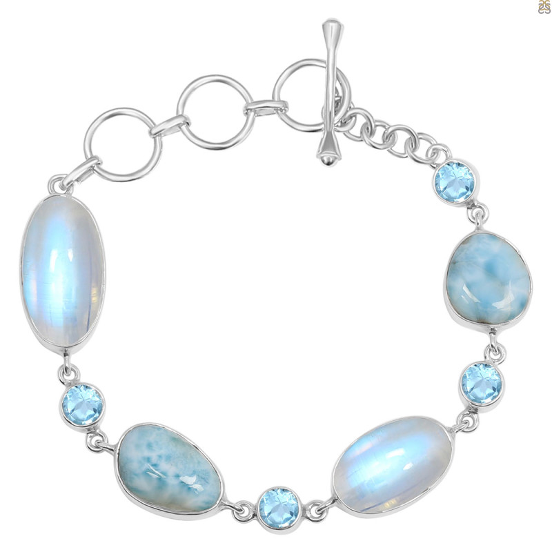 Moonstone/Larimar/Blue-Topaz Bracelet-BSL RBM-11-23