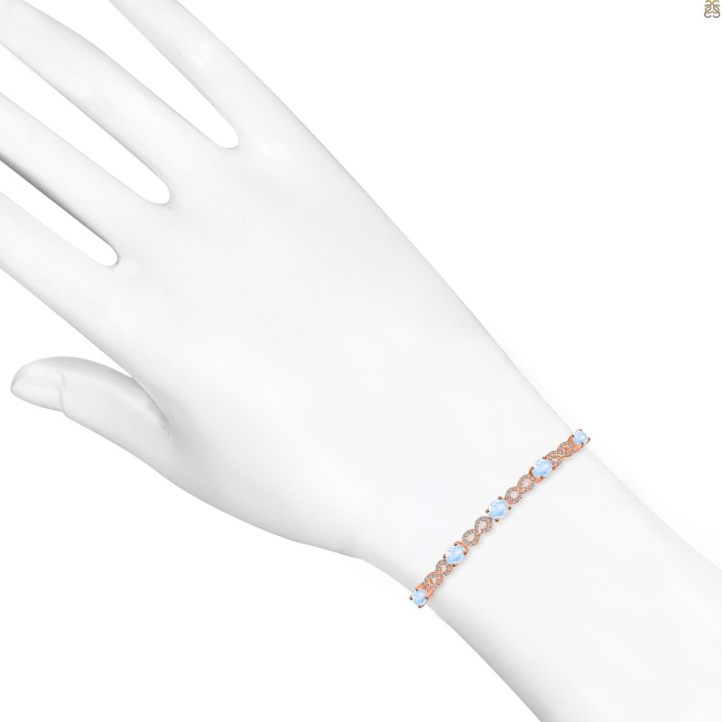 Moonstone & White Topaz Bracelet With Adjustable Camera Lock RBM-RDB-126.
