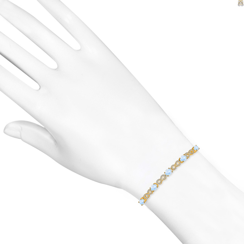 Moonstone & White Topaz Bracelet With Adjustable Camera Lock RBM-RDB-126.