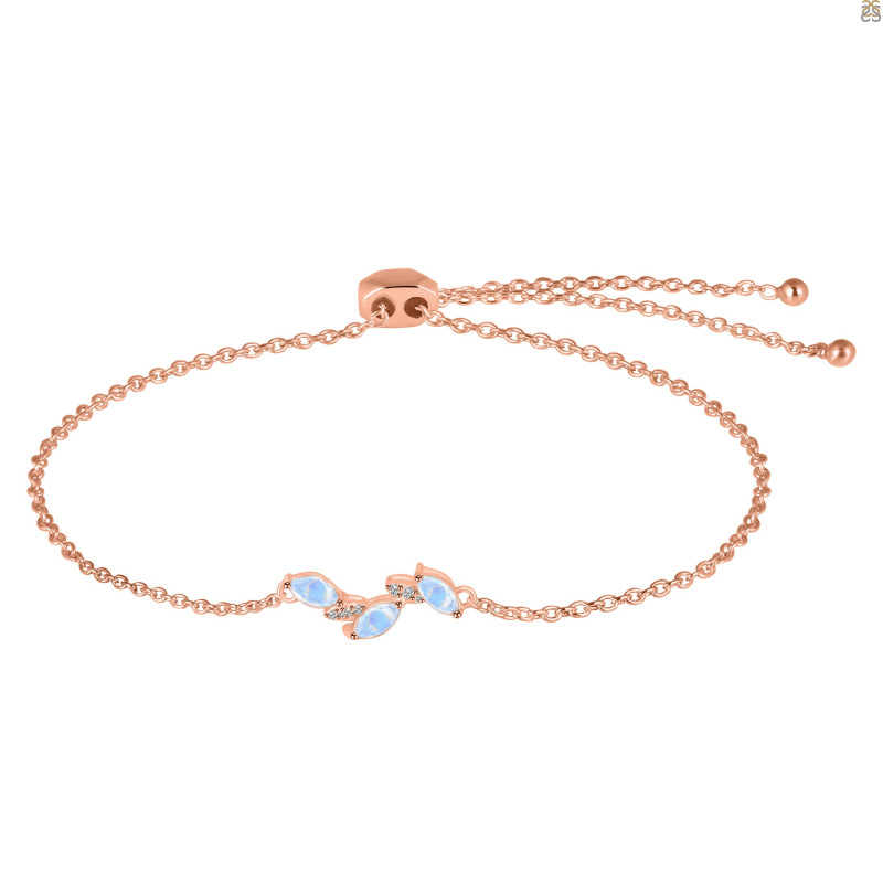 Moonstone & White Topaz Bracelet With Adjustable Camera Lock RBM-RDB-143.