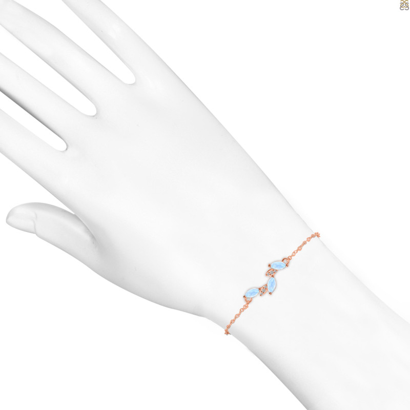 Moonstone & White Topaz Bracelet With Adjustable Camera Lock RBM-RDB-143.