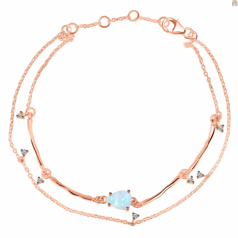Moonstone  Raw Crystal & White Topaz Bracelet RBM-RDB-168.