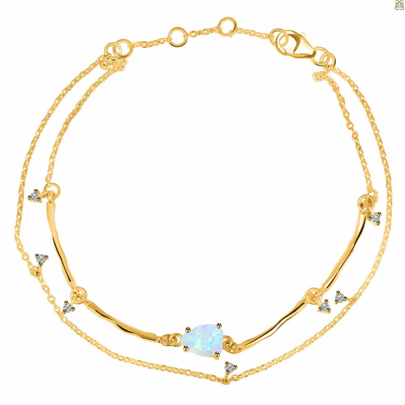Moonstone  Raw Crystal & White Topaz Bracelet RBM-RDB-168.