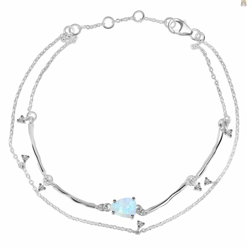 Moonstone  Raw Crystal & White Topaz Bracelet RBM-RDB-168.