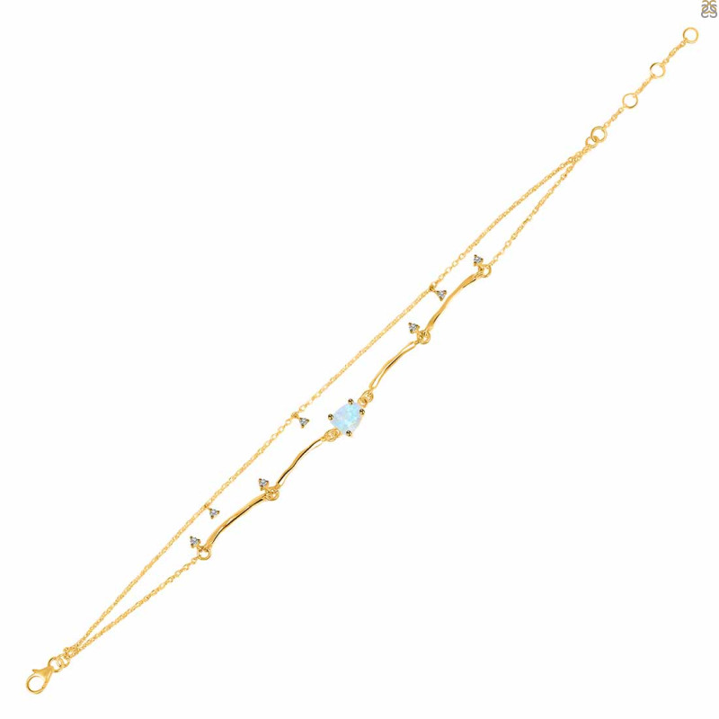 Moonstone  Raw Crystal & White Topaz Bracelet RBM-RDB-168.