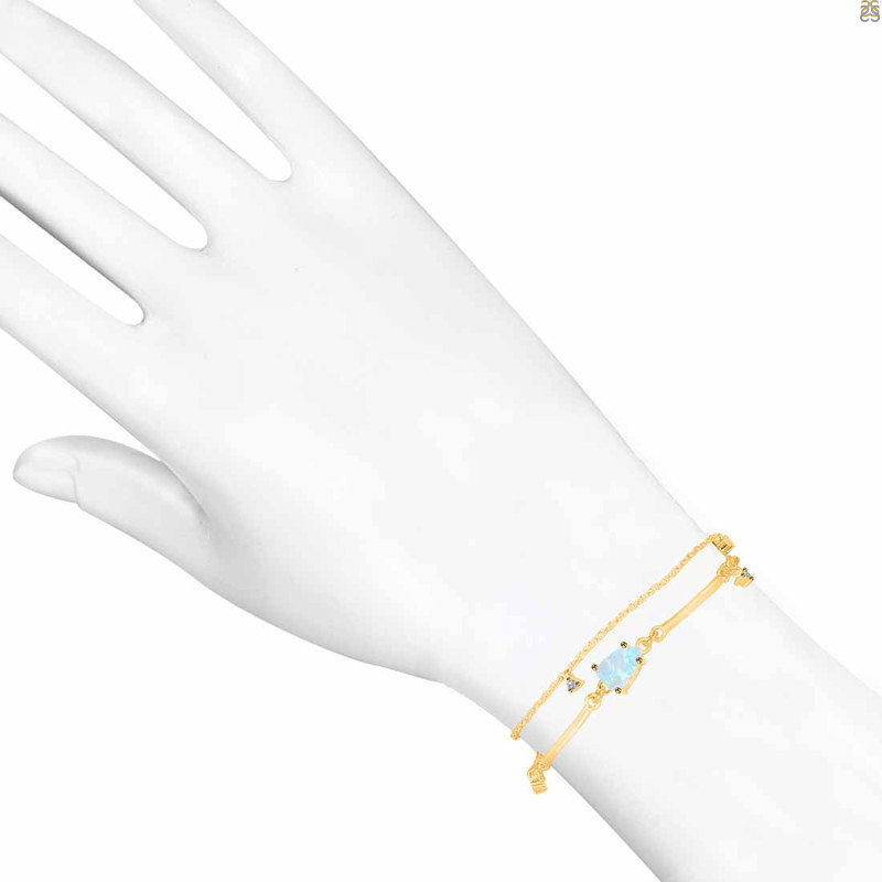 Moonstone  Raw Crystal & White Topaz Bracelet RBM-RDB-168.