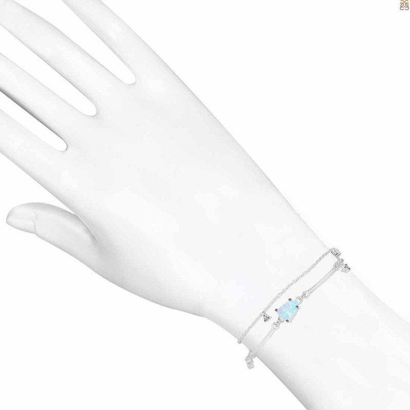 Moonstone  Raw Crystal & White Topaz Bracelet RBM-RDB-168.