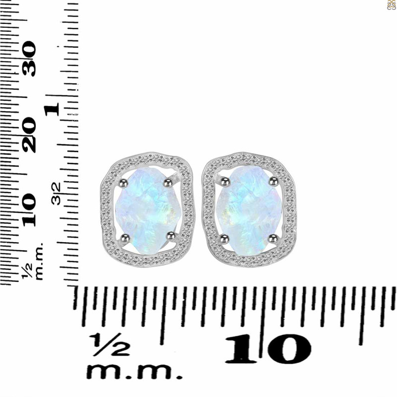 Moonstone Raw Crystal & White Topaz Stud Earring RBM-RDE-1255.