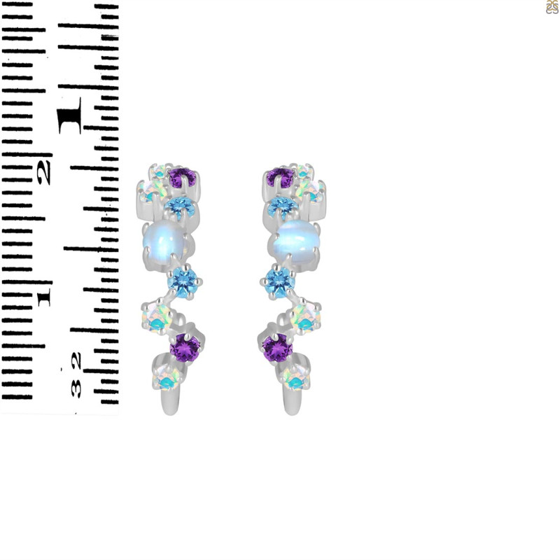 Moonstone & Opal & White Topaz Hoop Earring RBM-RDE-1366.
