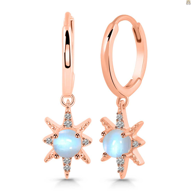 Moonstone & White Topaz Hoop Earring RBM-RDE-1470.