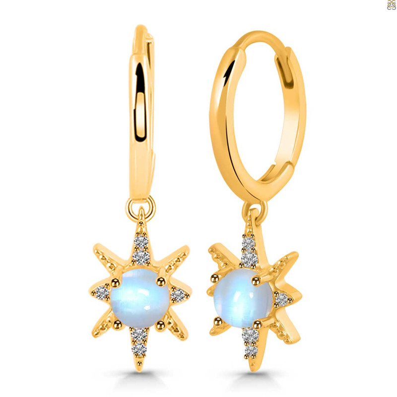 Moonstone & White Topaz Hoop Earring RBM-RDE-1470.