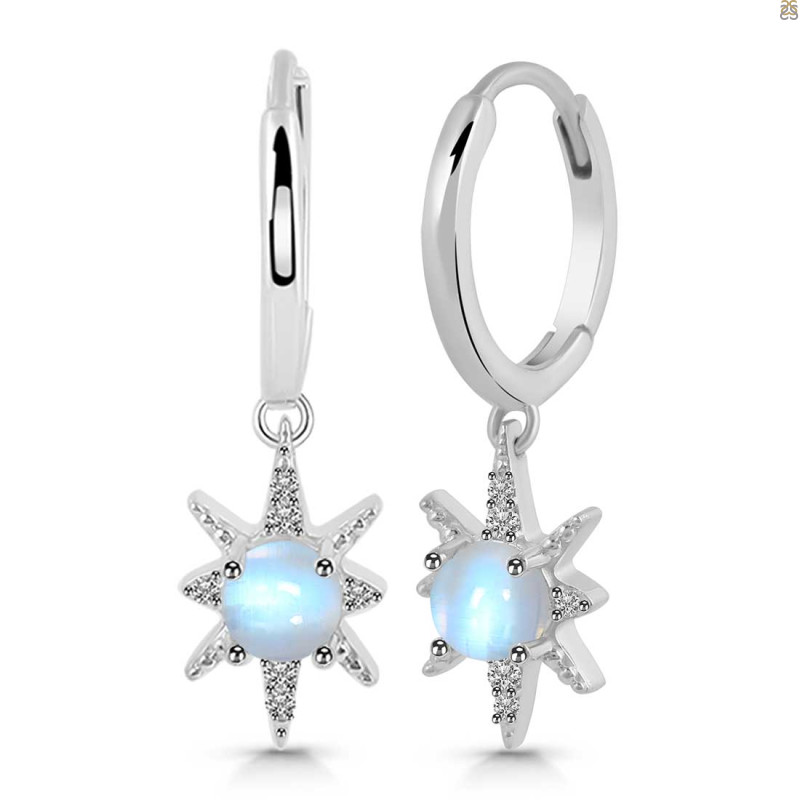 Moonstone & White Topaz Hoop Earring RBM-RDE-1470.