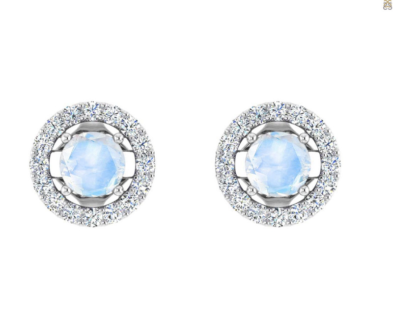 Moonstone & White Topaz Stud Earring RBM-RDE-984.