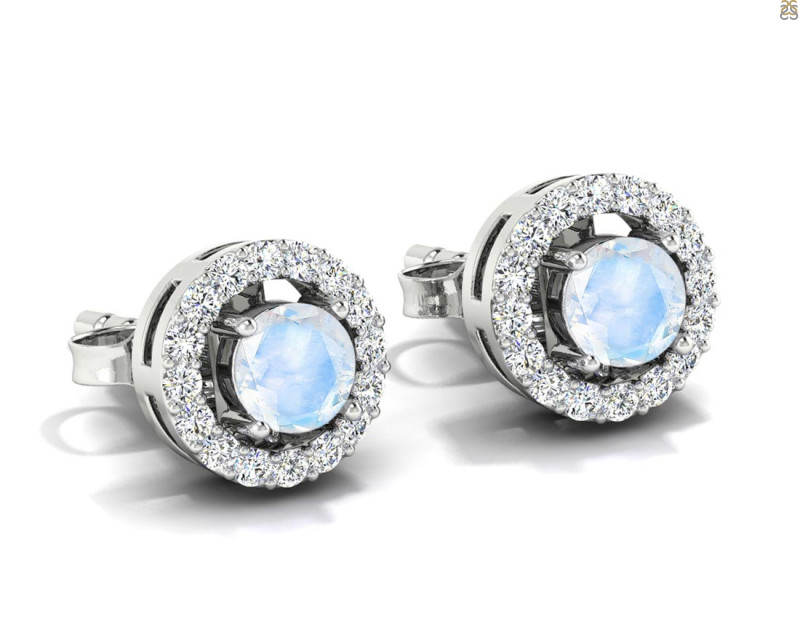 Moonstone & White Topaz Stud Earring RBM-RDE-984.