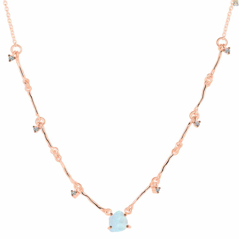 Moonstone  Raw Crystal & White Topaz Necklace RBM-RDN-385.