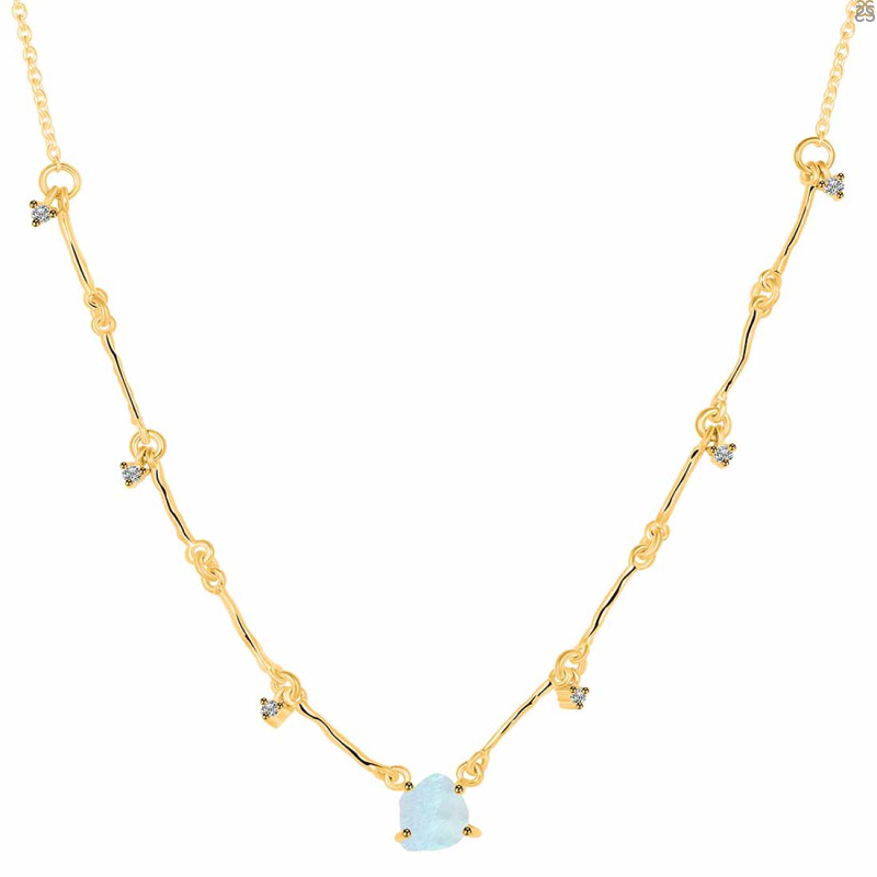 Moonstone  Raw Crystal & White Topaz Necklace RBM-RDN-385.
