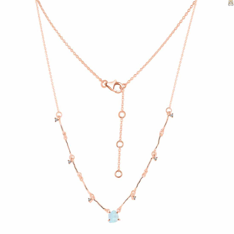 Moonstone  Raw Crystal & White Topaz Necklace RBM-RDN-385.