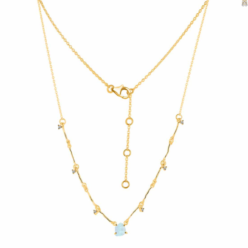 Moonstone  Raw Crystal & White Topaz Necklace RBM-RDN-385.