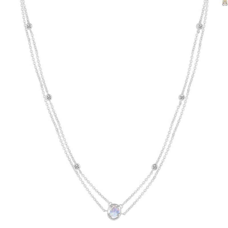 Moonstone & White Topaz Necklace RBM-RDN-400.