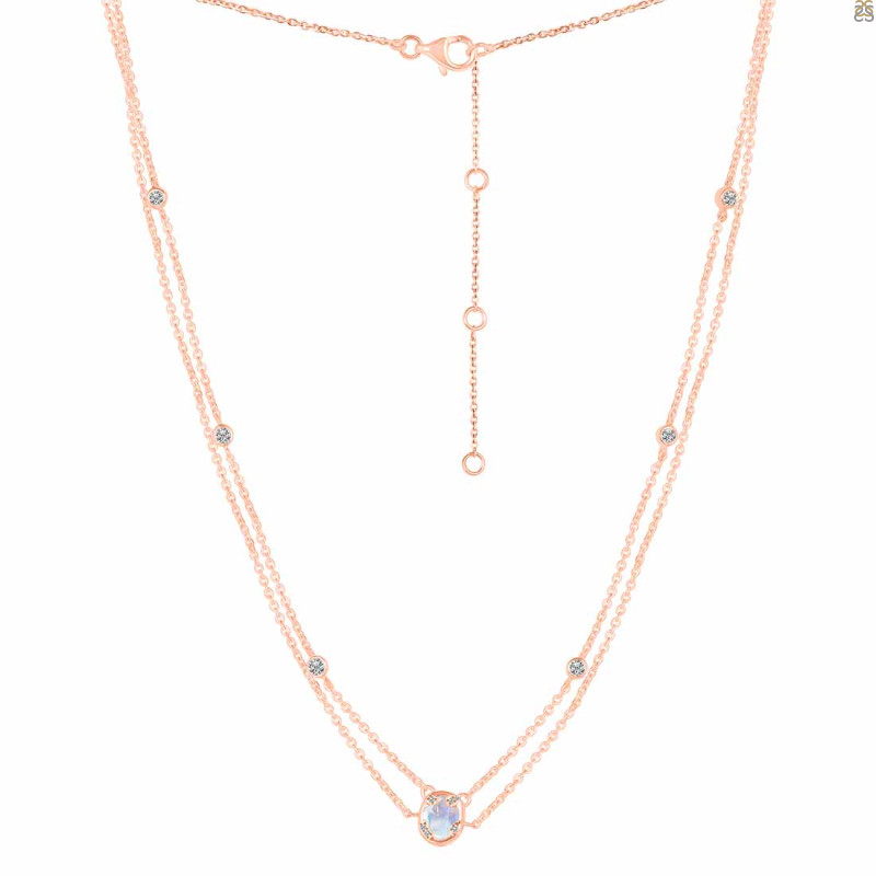 Moonstone & White Topaz Necklace RBM-RDN-400.